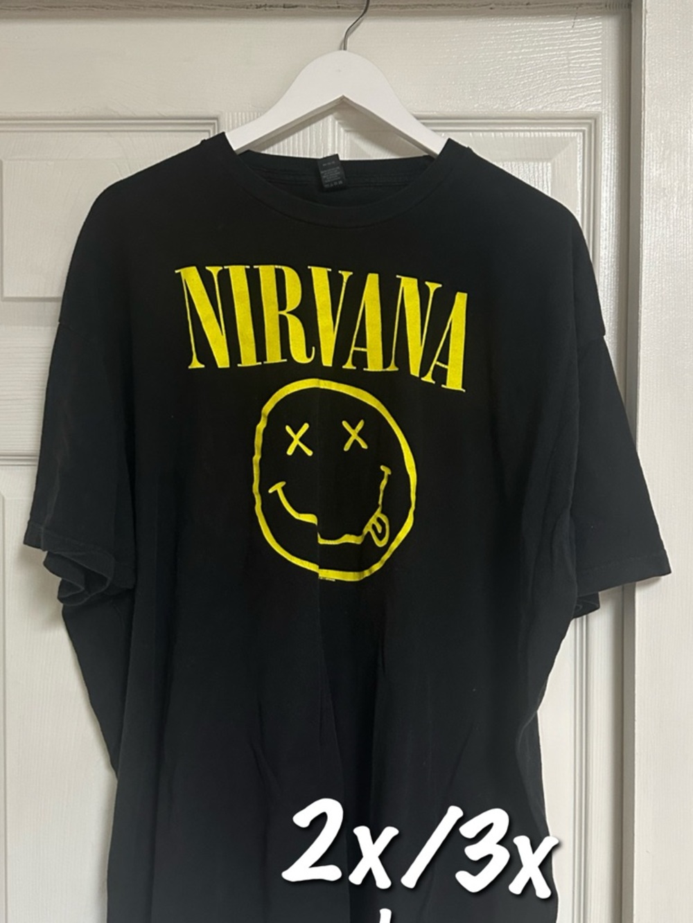 NIRVANA Black Tee with Yellow Logo Smiley